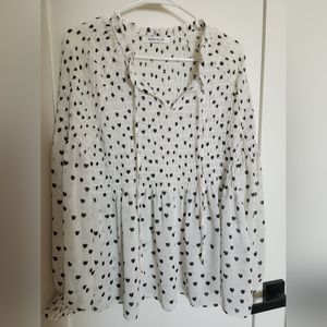 Heart Print Smocked Top